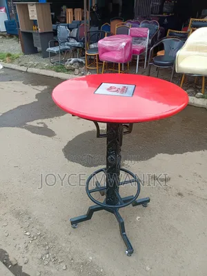 Round Red High Bar Table 