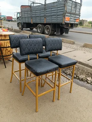 Modern Stylish Bar Chairs, Black and Gold 