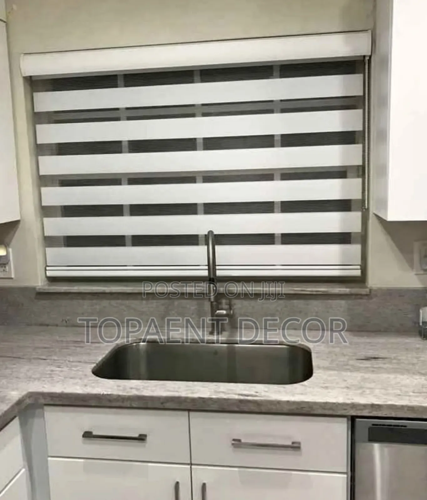 White Over Sink Window Horizontal Kitchen Blinds