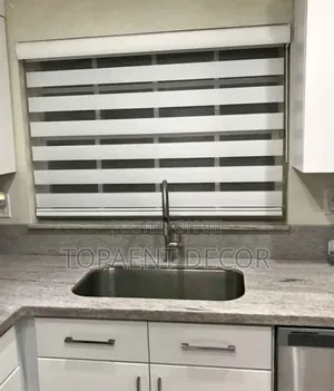 White Over Sink Window Horizontal Kitchen Blinds