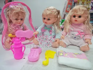 Cute White Doll With Feeding Bottle,Diapers And Hair Brush