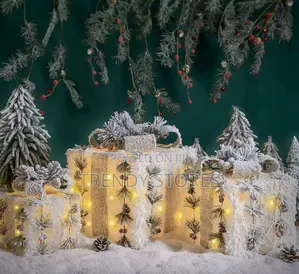 Snow Flocked Lighted Gift Boxes
