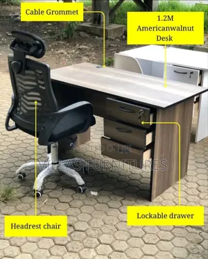 Revolving Headrest Chair and American Wallnat Desk