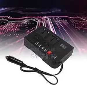 Black Smart Display, Portable Car Inverter Dc 12v to Ac 220v