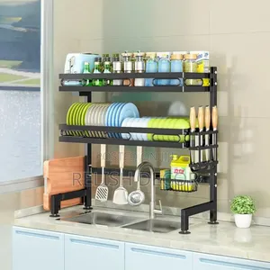 Heavy Duty Rustproof Double Layer Metallic Dish Rack