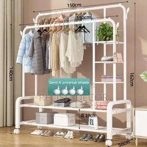 Double Layer Garment Floor Standing Rack