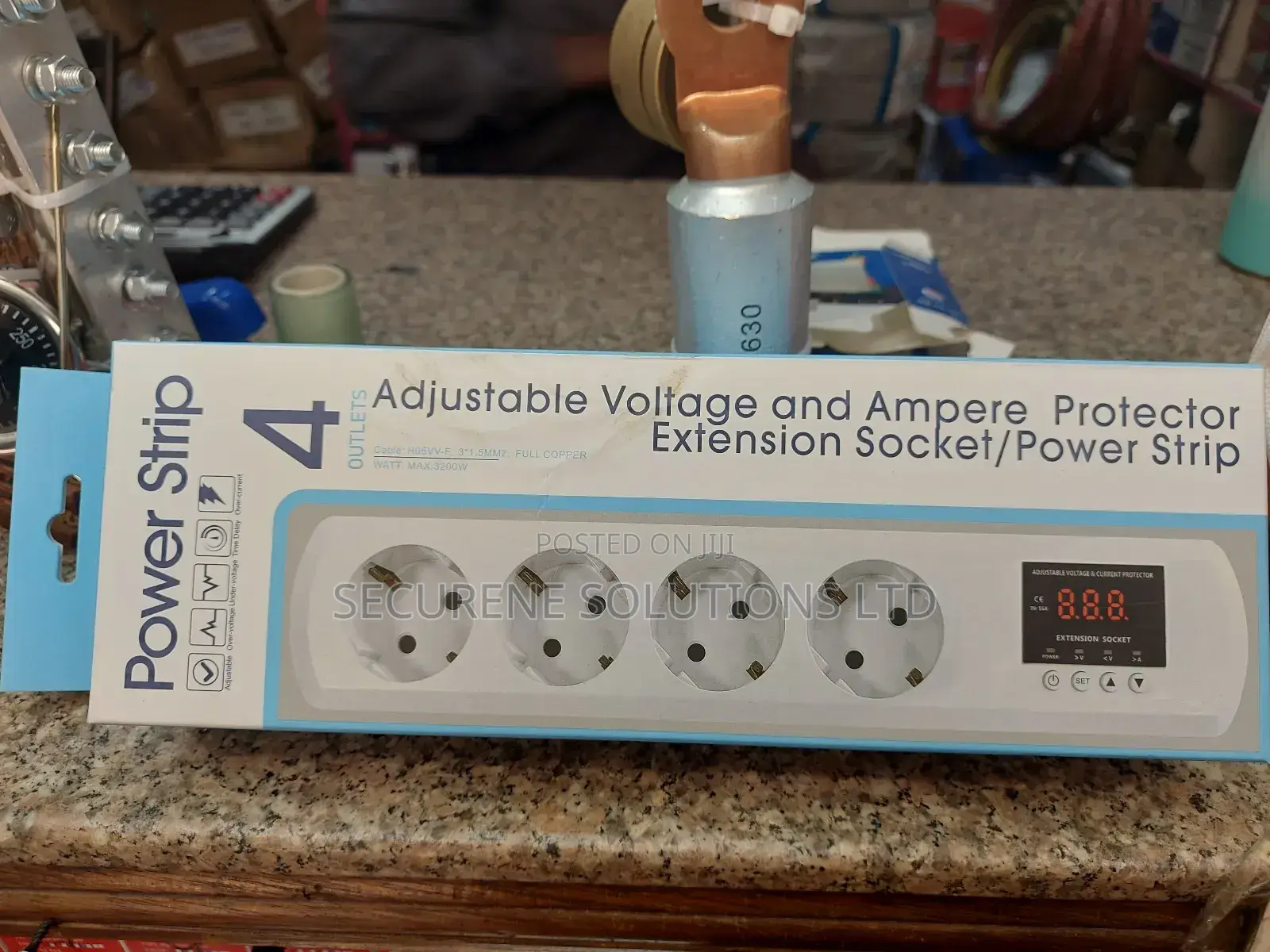 Adjustable Voltage Ampere Protector Extension Socket With Four Outlets