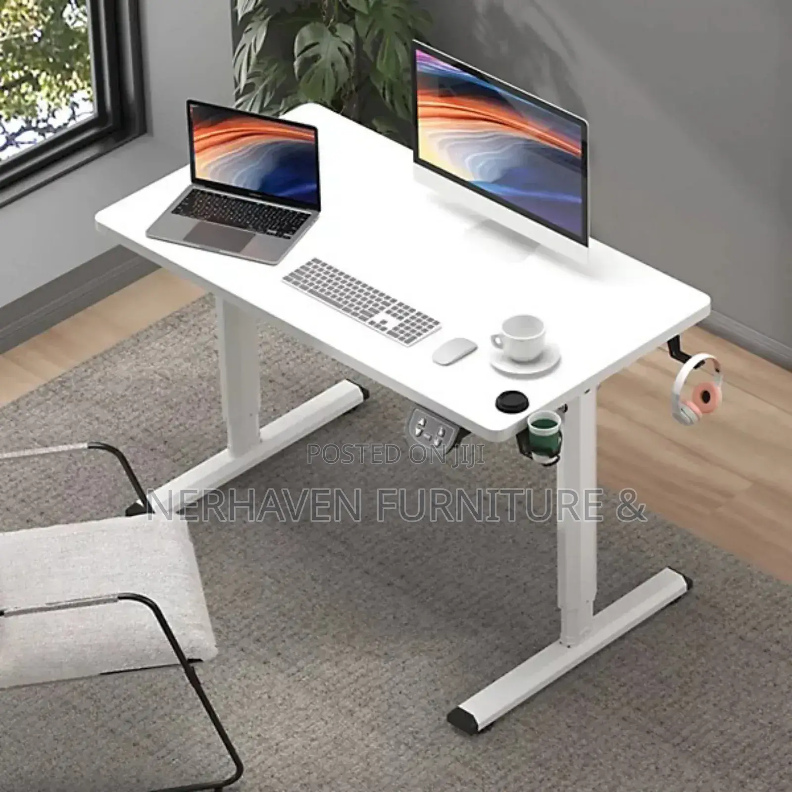 White Electric Desk -- 1200mm × 600mm