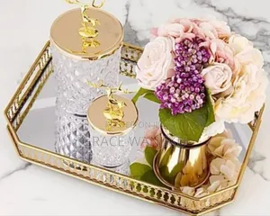 *Vanity Round Decorative Gold Vintage Tray Mirror