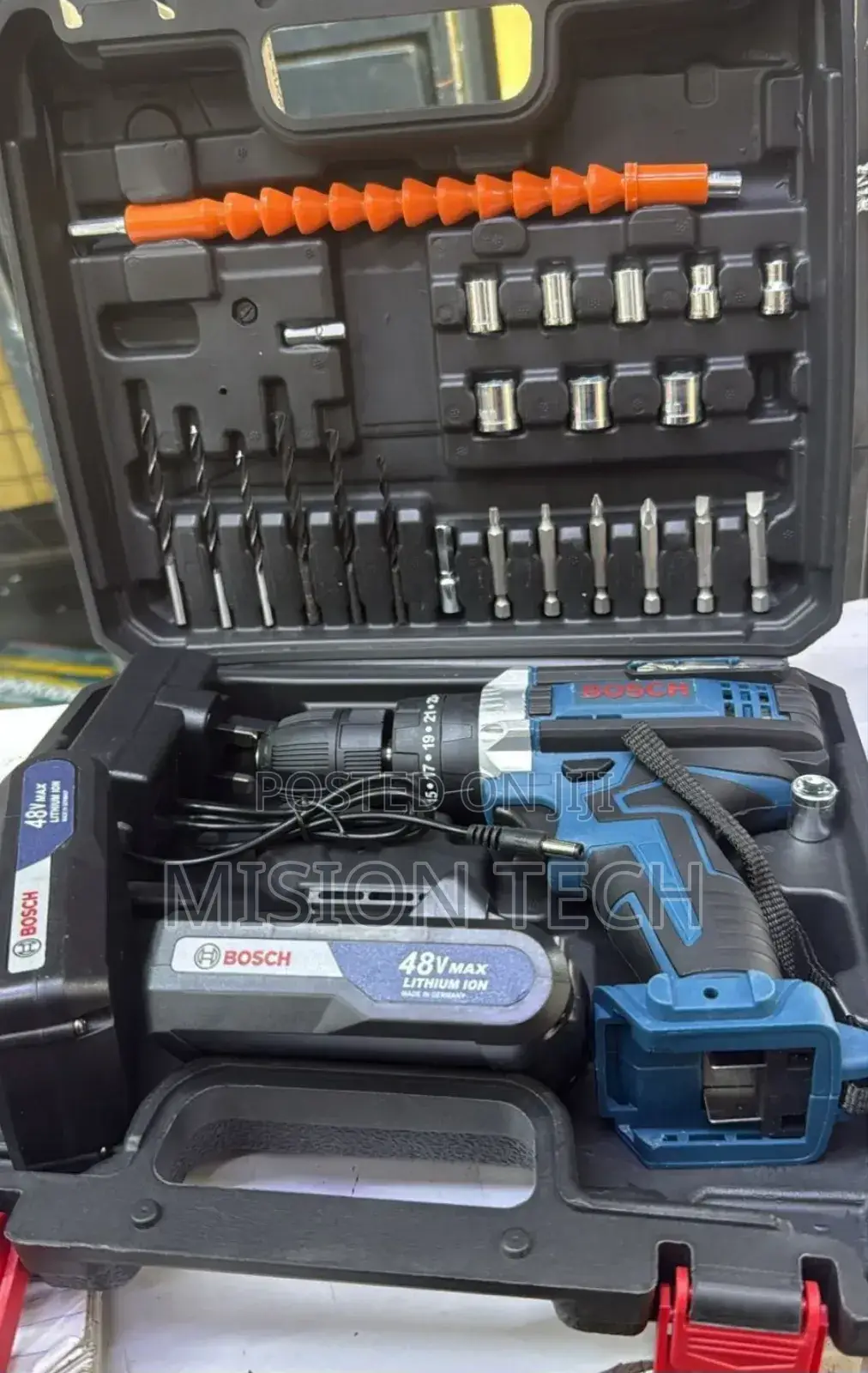 Bosch 48v Cordless Drill Set With Accessories in a Carrying Case. 