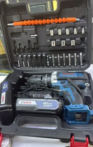 Bosch 48v Cordless Drill Set With Accessories in a Carrying Case. 
