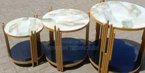 White 3 in 1 Executive Pure Marble Table