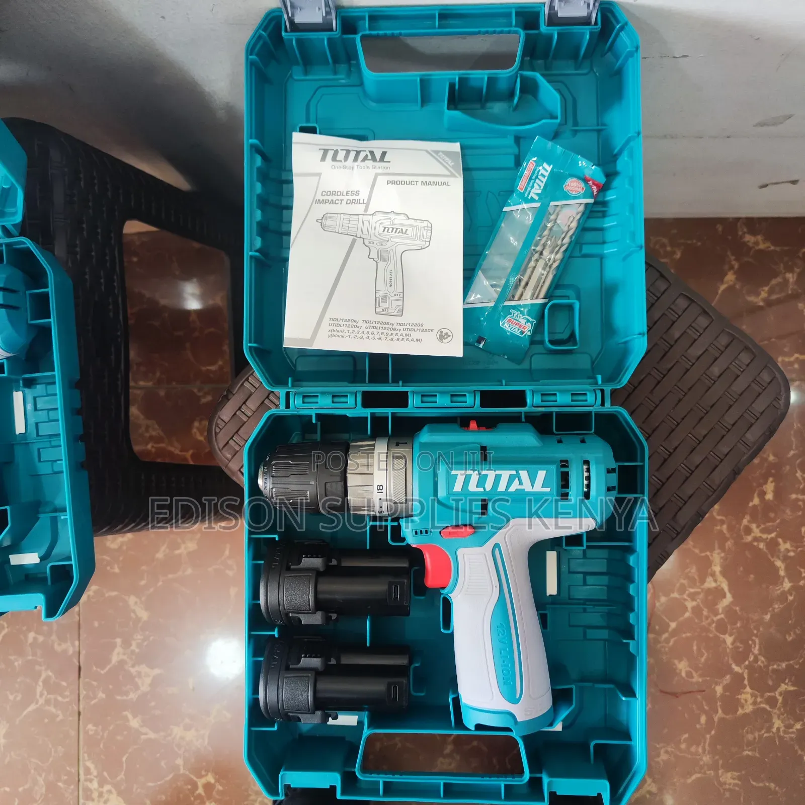 Total Cordless Impact Drill 12v 20n.M, 2 Batteries Hammer Drill + Bits