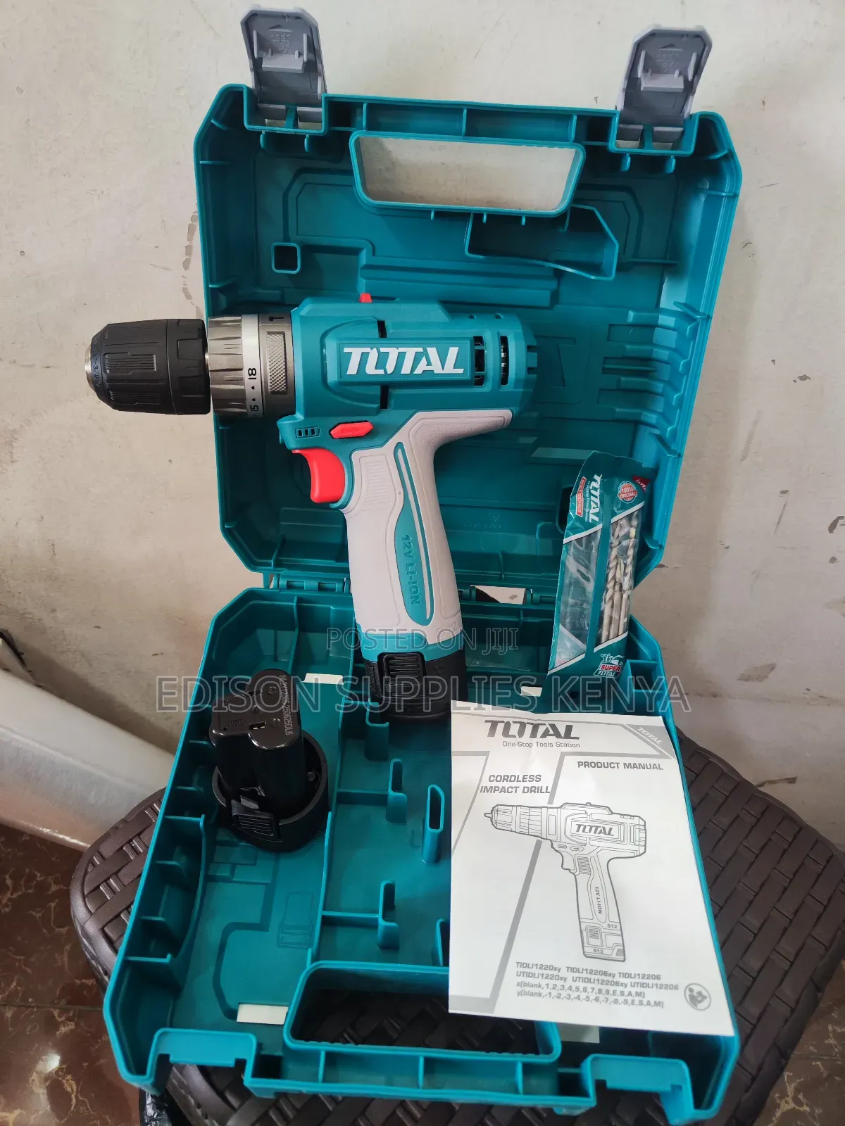 Total Cordless Impact Drill 12v 20n.M, 2 Batteries Hammer Drill + Bits
