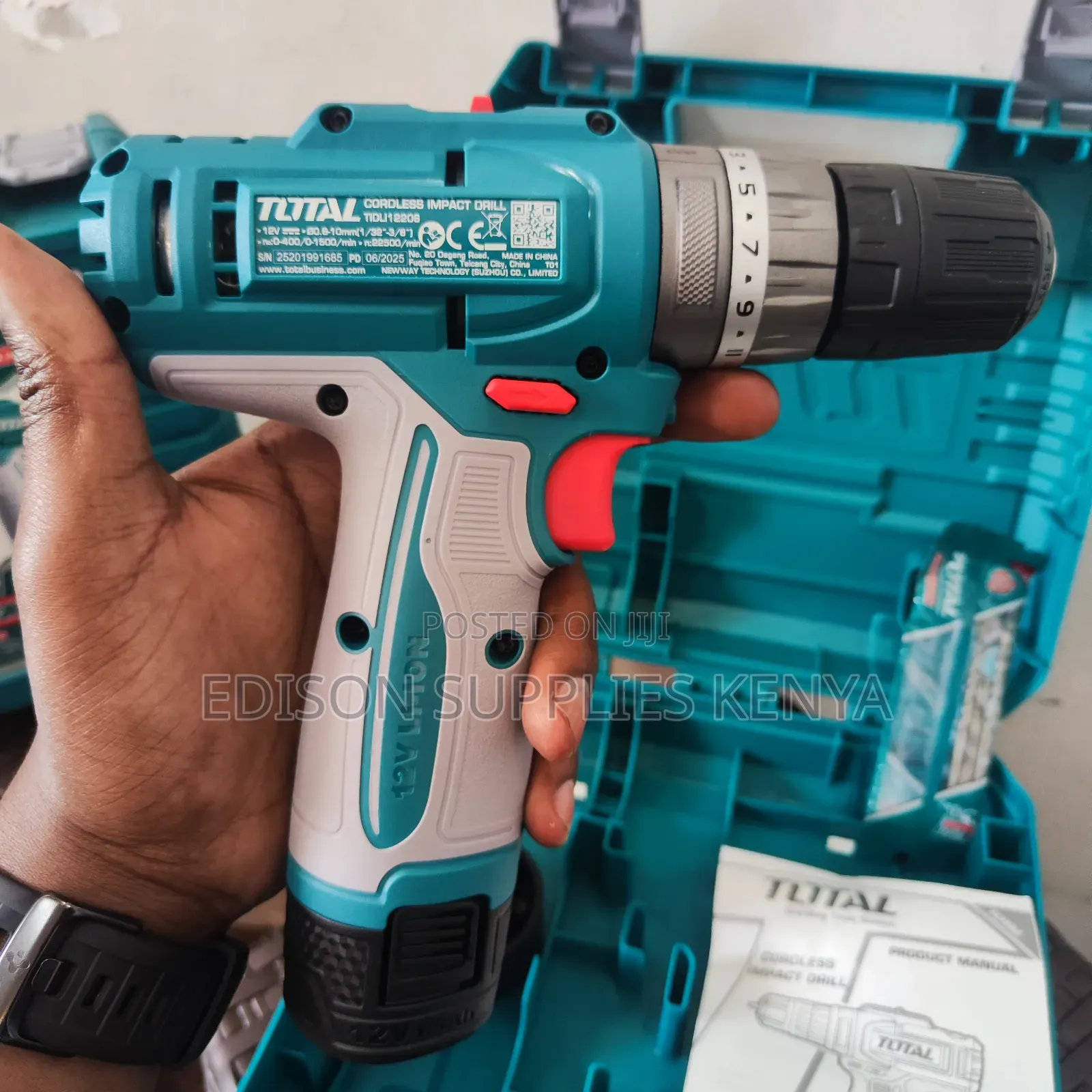 Total Cordless Impact Drill 12v 20n.M, 2 Batteries Hammer Drill + Bits