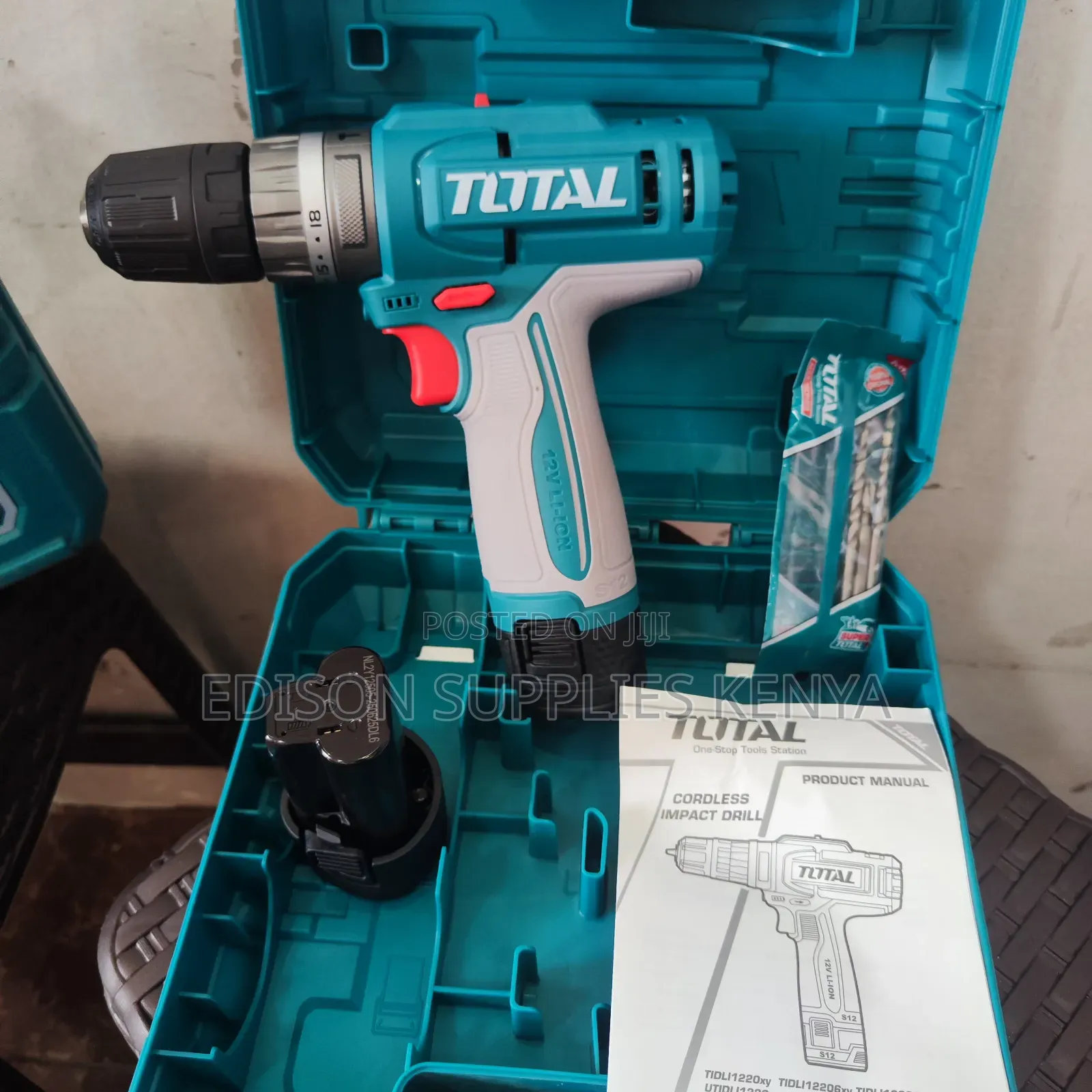 Total Cordless Impact Drill 12v 20n.M, 2 Batteries Hammer Drill + Bits