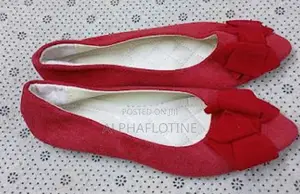 Red/Maroon Women's Loafers Pointed Bow Design