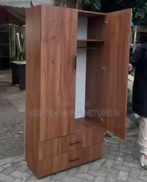 2 Door Wooden Wardrobe With Hanging Shelves