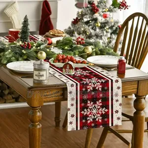 Buffalo Plaid Snowflakes Christmas Table Runner
