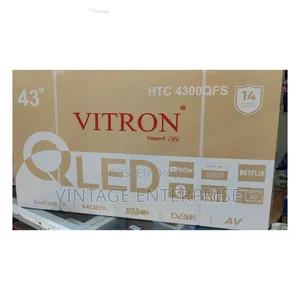 *Vitron 43" Inches Qled Smart Android Tv Frameless With Bluetooth