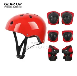 Kids Helmet and Protective Pads (2--8 Yrs) Red