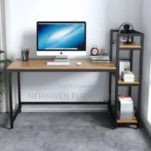 Office Study Desk With Bookshelf