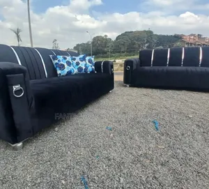 3-Seater Black Fabric Sofa - Free Delivery