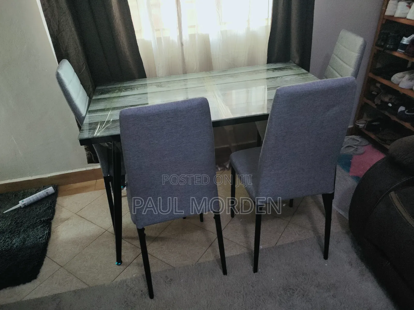 Rectangular Glass Top 4_seater Dining Set