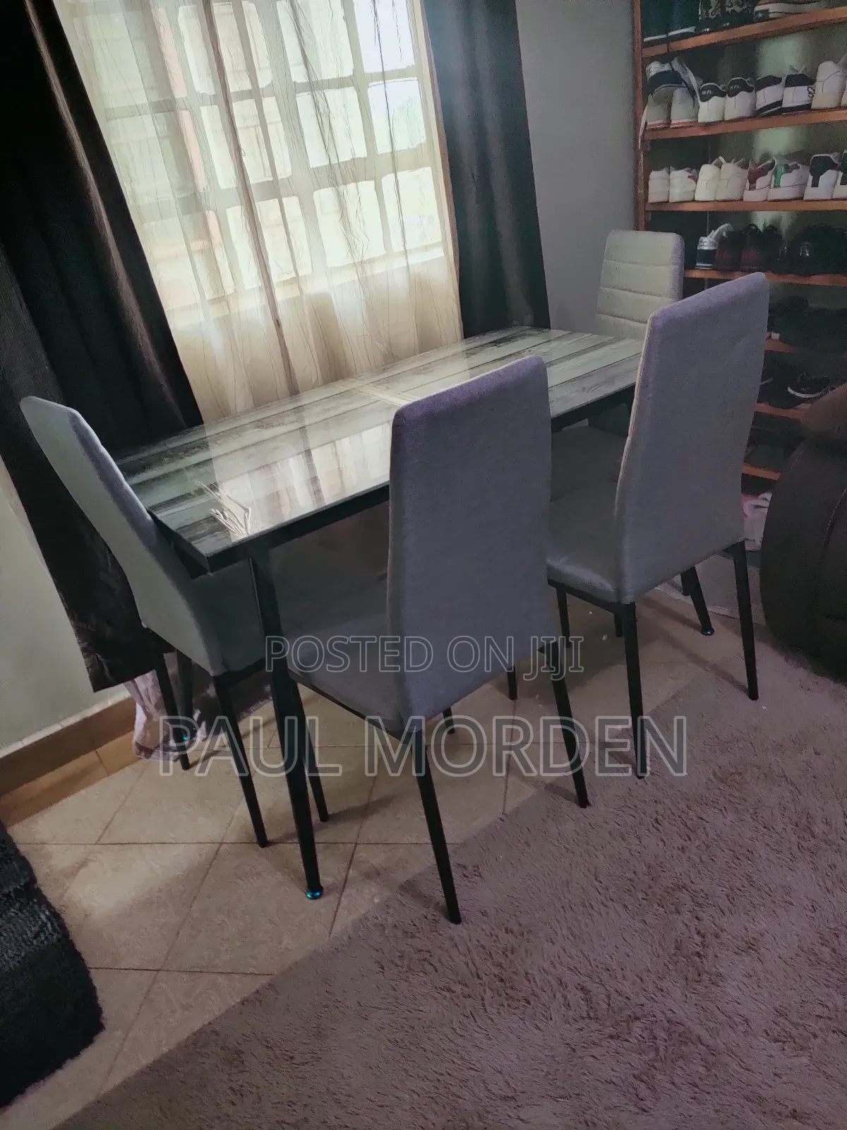 Rectangular Glass Top 4_seater Dining Set