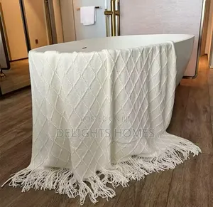 Nordic Sofa Cover Cotton - Knitted With Tassels End-Alp