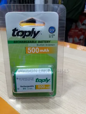 9v to Toply Rechargeable Battery(500mah)