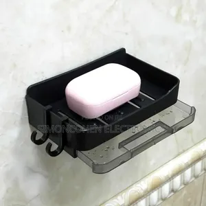 Soap Dish With Drain Tray +2 Hooks