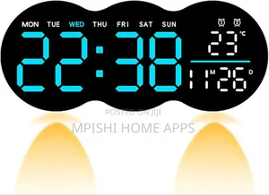 Led Digital Wall Clock With Bottom Lights