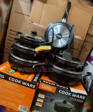 Great Star 14pc Black Kitchen Set – Pots, Frying Pan Utensils!"