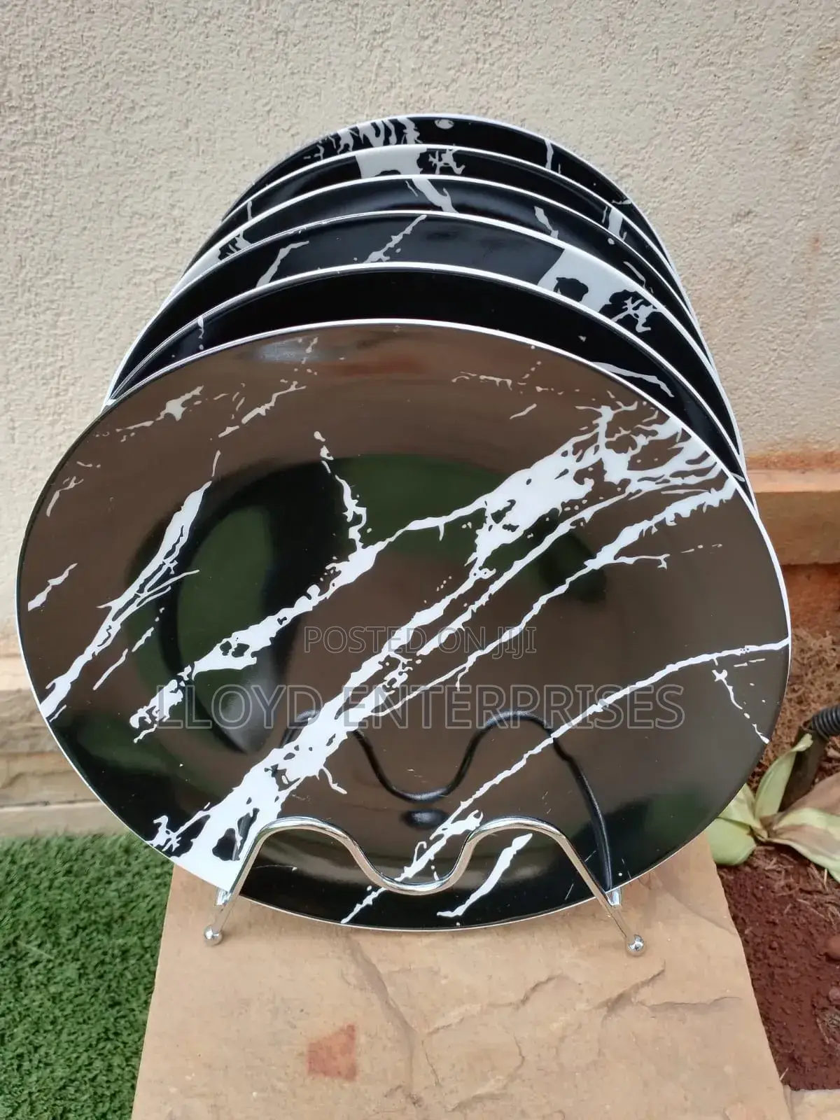 6pcs Black Marble Ceramic Plates