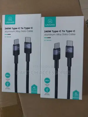 Usams Sj727 Sy Series 1.2m 240w Type-C to Type-C Cable Nylon Braided.