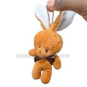 Cute Rabbit Plush Keychain With Bowtie Soft Stuffed Orange Gift Ladies