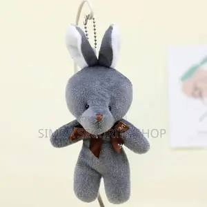 Rabbit Bunny Plush Key Chain Holder Ring Grey Gift Valentines Day Her