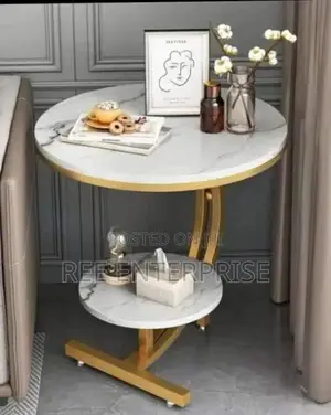 Brand New Console Bedside Cabinet Double Layer MDF Marble Effect