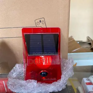 Solar Powered Sound Alarm 120db Loud Siren Red Warning Lights