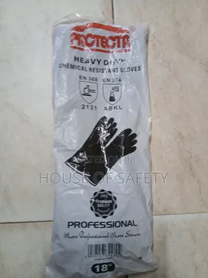 Heavy Durable Black Rubber Safety Gloves