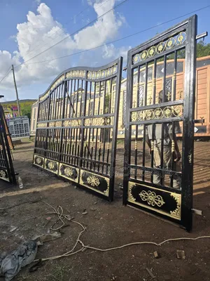 Stylish Black Gold Gate With Side Door