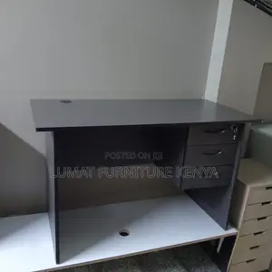 Dark Gray Office Desk With Drawers