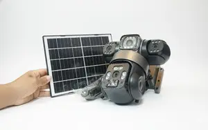 PTZ V380 Triple Lens Solar Camera With 4g Outdoor Wireless CCTV Camera