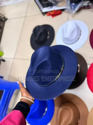 Fedora Hat in Navy Ama Red