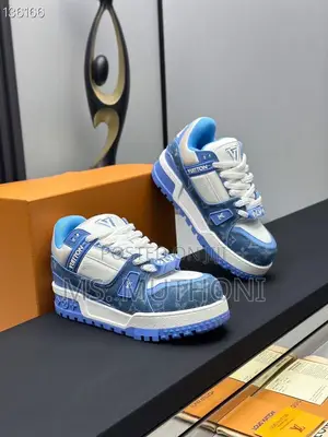 Louis Vuitton Lv Trainer Maxi Sneaker in Black /Blue Monogram Denim