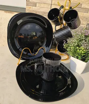 All Black 12pcs Combo Dinner Set*(Plates /Mugs )