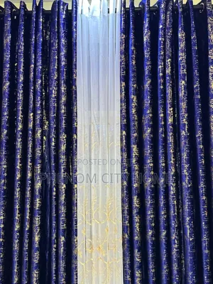 Gold Velvet Window Curtains Set