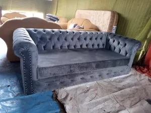 3-Seater Grey Velvet Chester Sofa