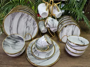 24 Pieces Gold Rimmed Trendy Dinner Sets
